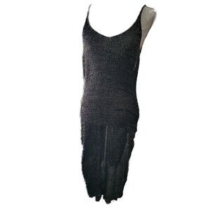 Sheer Sleeveless Metallic Camisole Rave Club Dress Silver/Black Sz M